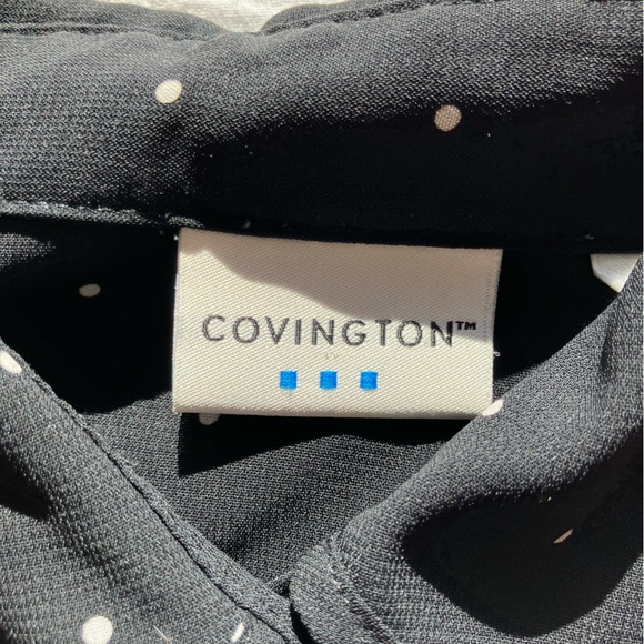 Covington Women’s Sz Med Black w/ white dots blouse - Picture 2 of 7